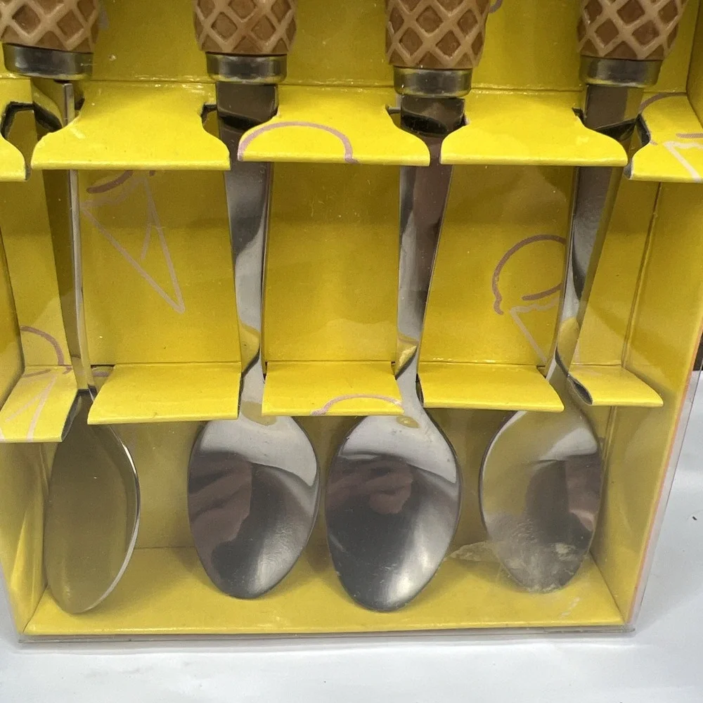 Vintage 1998 Boston Warehouse Lillian Vernon Ice Cream Spoons Set 4 NIB 78140